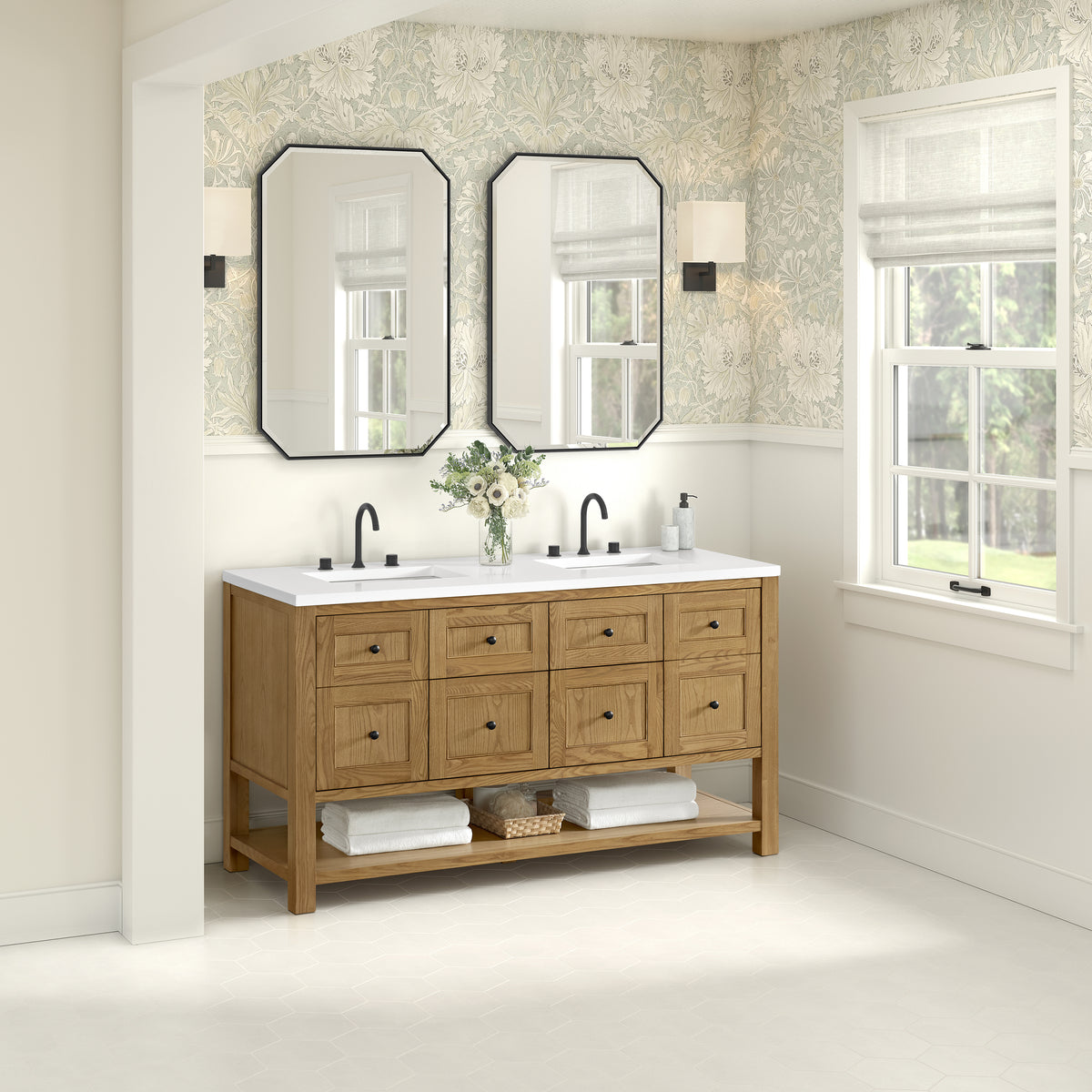 James Martin Breckenridge 60" Double Bathroom Vanity, Light Natural Oak, view 34