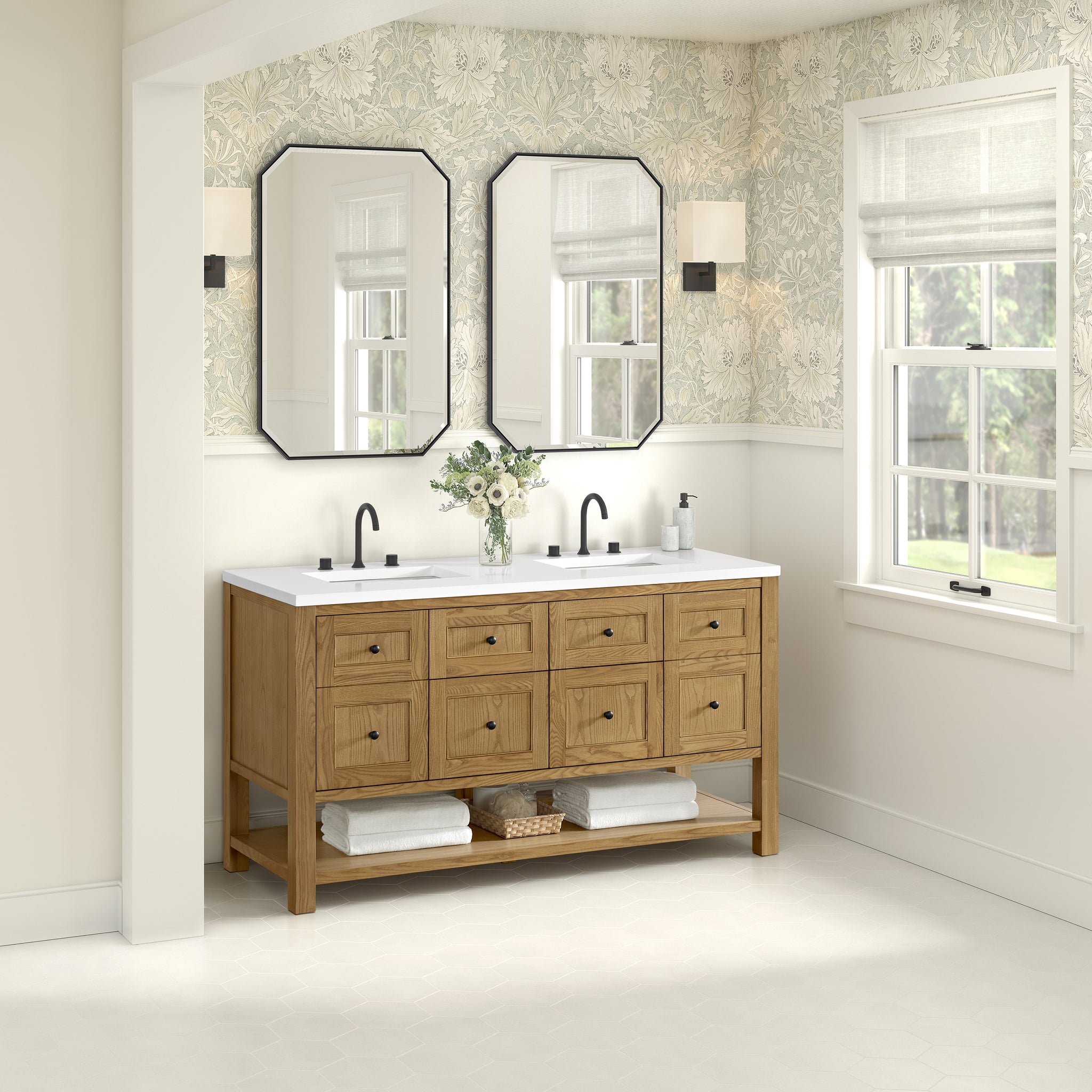 James Martin Breckenridge 60" Double Bathroom Vanity, Light Natural Oak, view 34