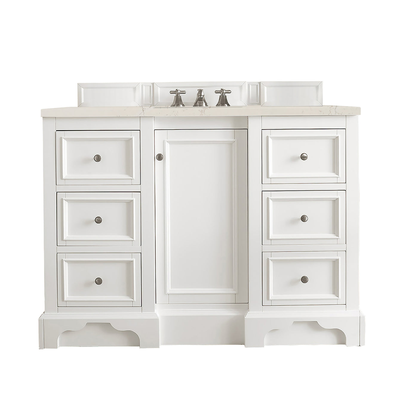 James Martin De Soto 48" Single Bathroom Vanity, Bright White with Siberian countertop