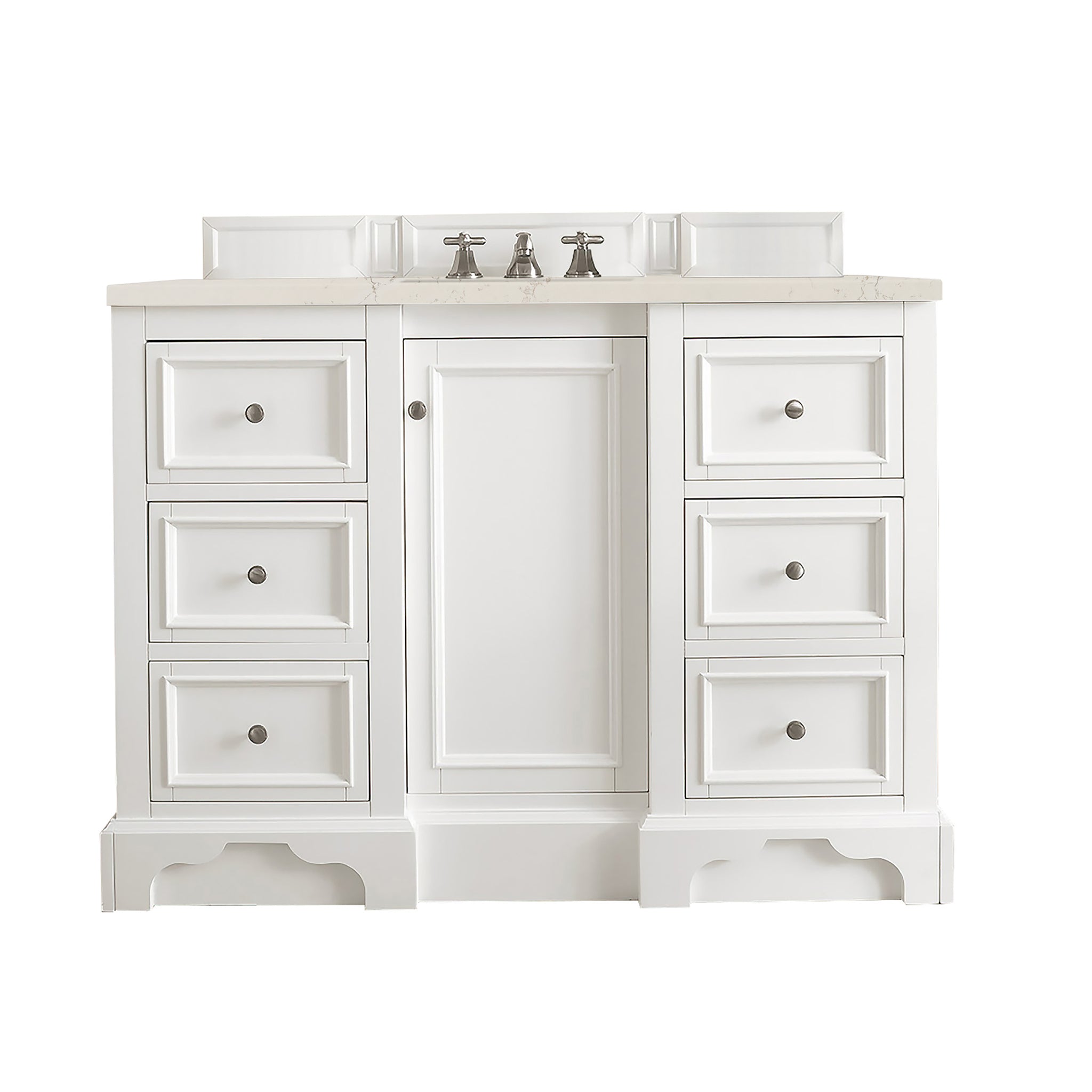 James Martin De Soto 48" Single Bathroom Vanity, Bright White with Siberian countertop
