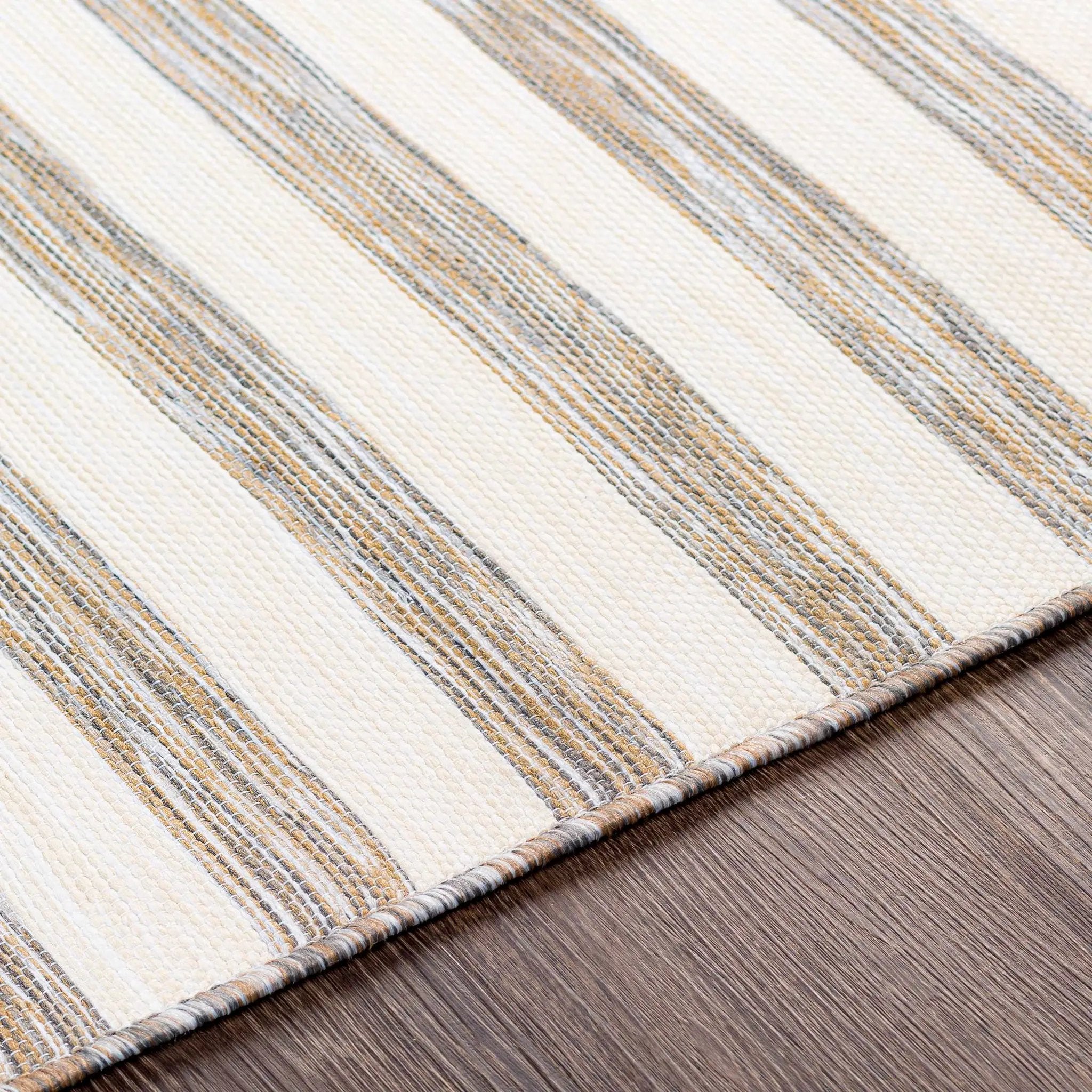 Bongaree Gray Striped Outdoor Carpet - Clearance by Boutique Rugs