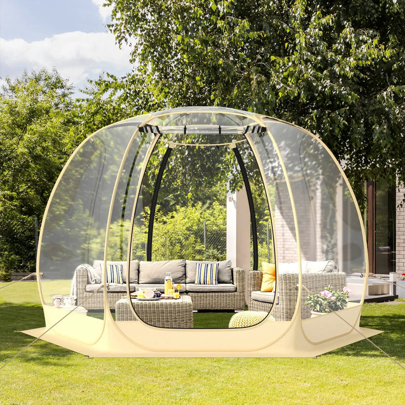 11 x 11 Feet Clear Dome Pop up Bubble Tent with Carrying Bag for 6-10 People-Beige by DirectDeals