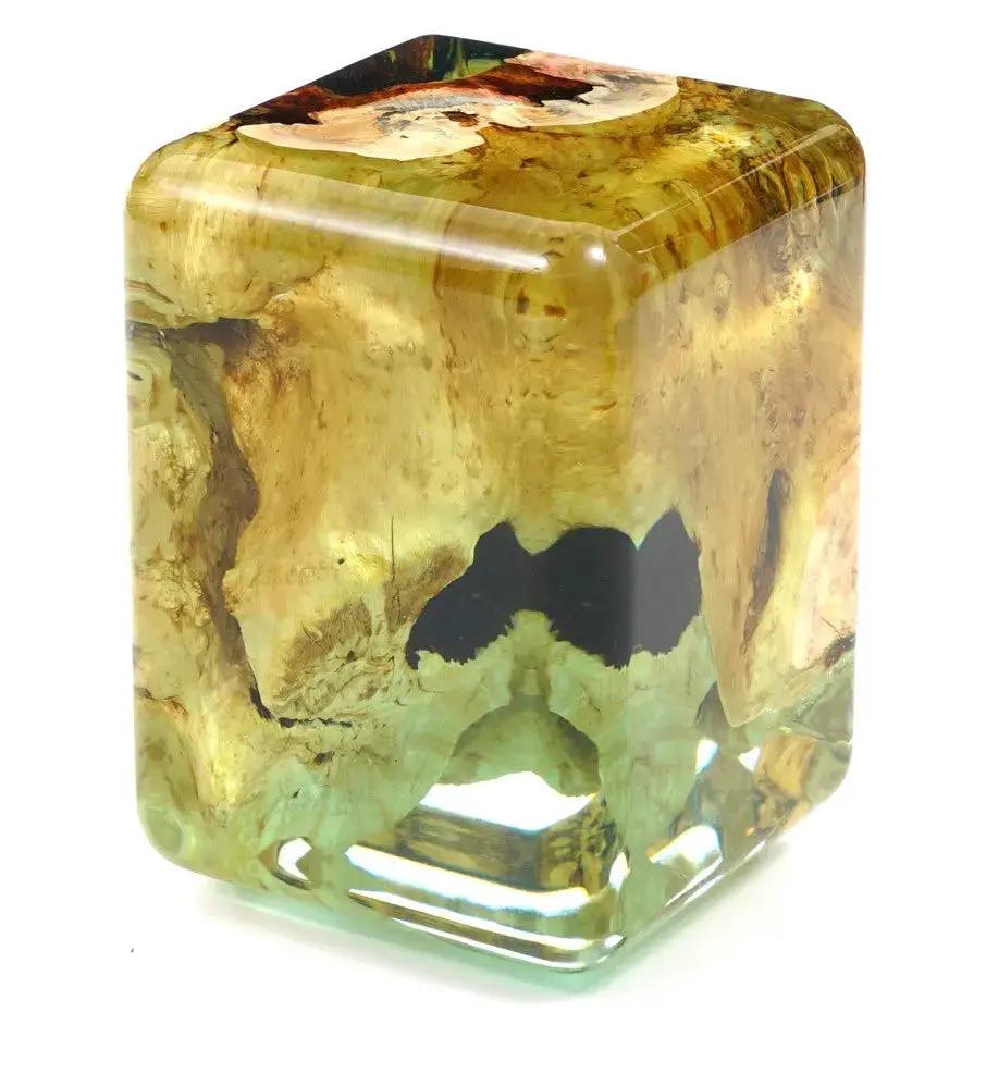 Resin Cube Side Table, Epoxy Wood Stool, Cube Accent Table, photo 9 of 16