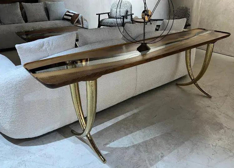 Epoxy Resin Sofa & Console table made of Walnut wood | Ivory Collection, photo 12 of 16
