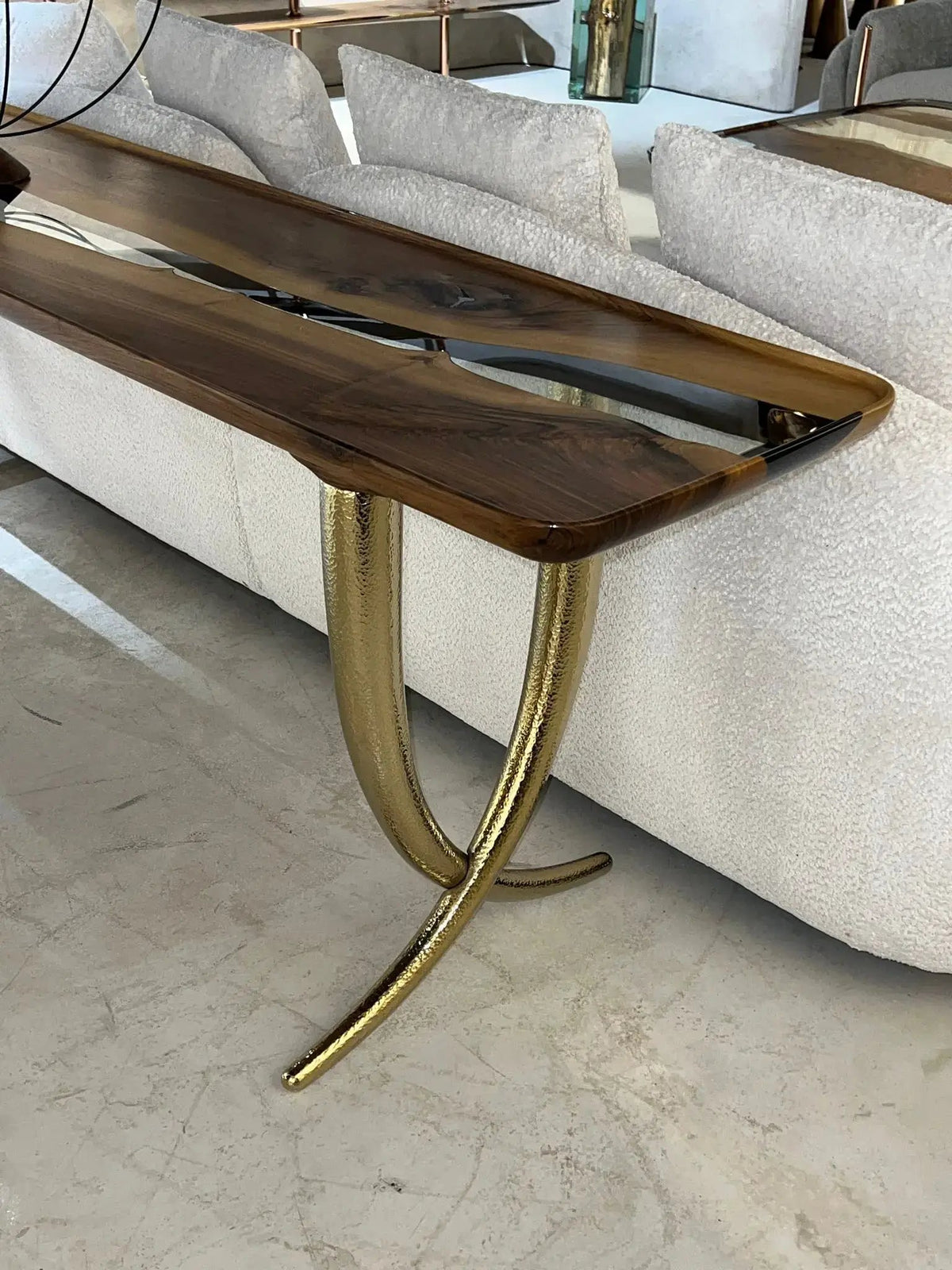 Epoxy Resin Sofa & Console table made of Walnut wood | Ivory Collection, photo 10 of 16