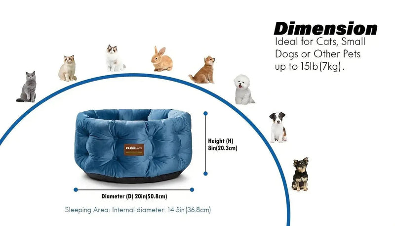 ClevaHome Deep Nest Cat Bed for Small Pets up to 15lbs - Round Cat Beds for Indoor Cats, Luxurious Velvet Feel, Extra High Sides, Machine Washable Comfort Pet Bed with Non-Slip Bottom by House Of Avana