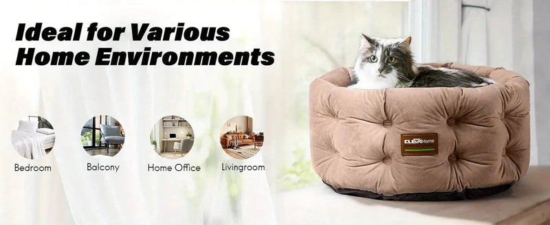 ClevaHome Deep Nest Cat Bed for Small Pets up to 15lbs - Round Cat Beds for Indoor Cats, Luxurious Velvet Feel, Extra High Sides, Machine Washable Comfort Pet Bed with Non-Slip Bottom by House Of Avana