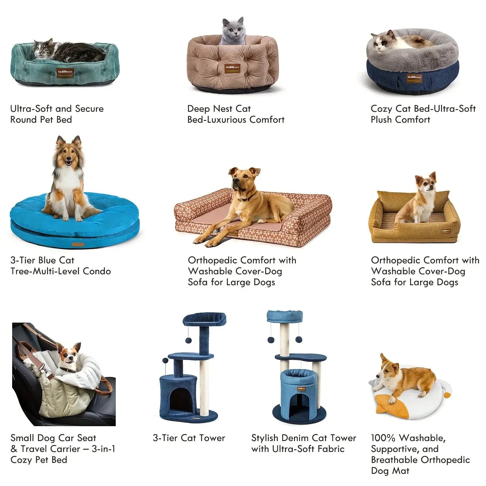 ClevaHome Deep Nest Cat Bed for Small Pets up to 15lbs - Round Cat Beds for Indoor Cats, Luxurious Velvet Feel, Extra High Sides, Machine Washable Comfort Pet Bed with Non-Slip Bottom by House Of Avana