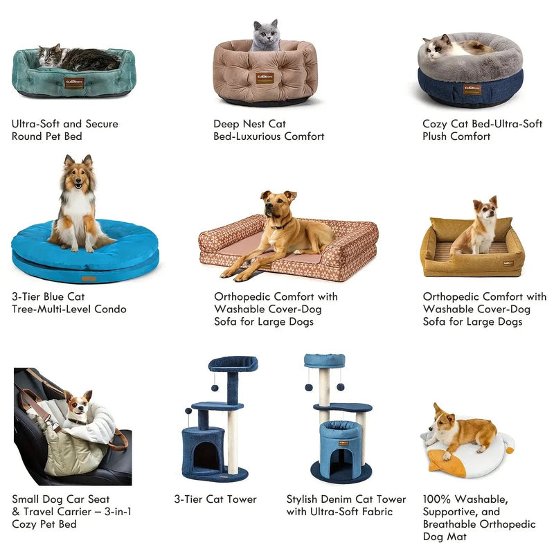 ClevaHome Deep Nest Cat Bed for Small Pets up to 15lbs - Round Cat Beds for Indoor Cats, Luxurious Velvet Feel, Extra High Sides, Machine Washable Comfort Pet Bed with Non-Slip Bottom by House Of Avana