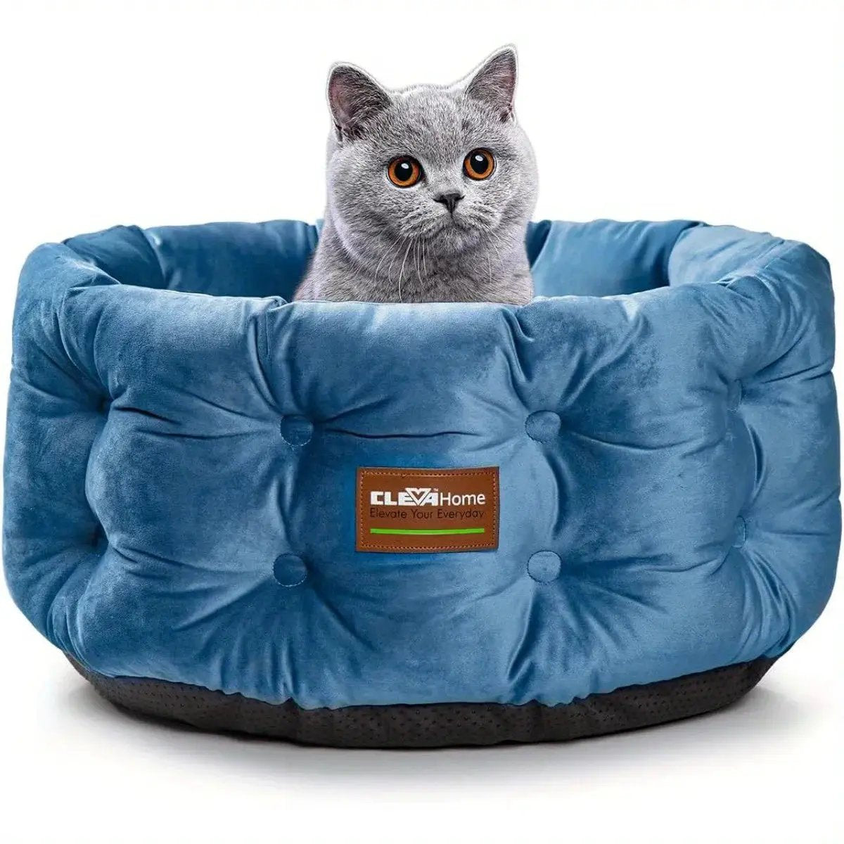 ClevaHome Deep Nest Cat Bed for Small Pets up to 15lbs - Round Cat Beds for Indoor Cats, Luxurious Velvet Feel, Extra High Sides, Machine Washable Comfort Pet Bed with Non-Slip Bottom by House Of Avana