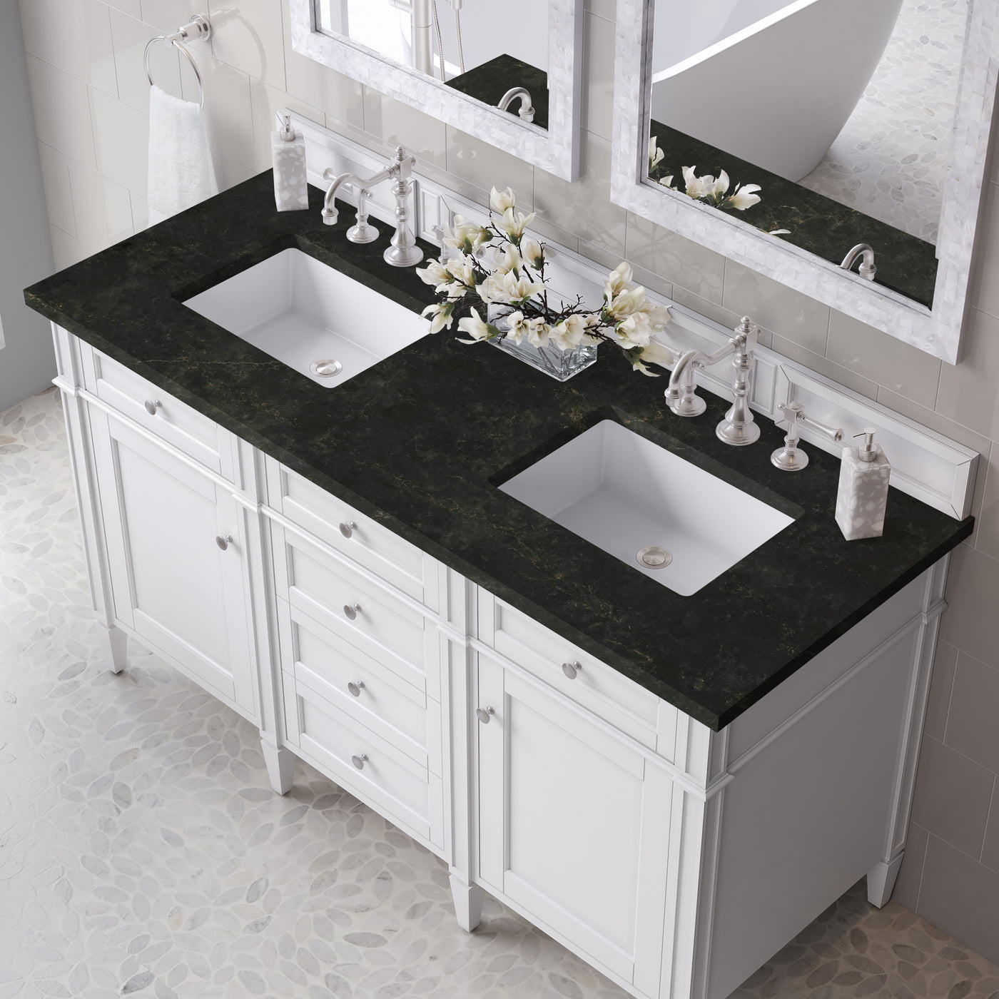James Martin Brittany 60" Double Bathroom Vanity, Bright White, view 35