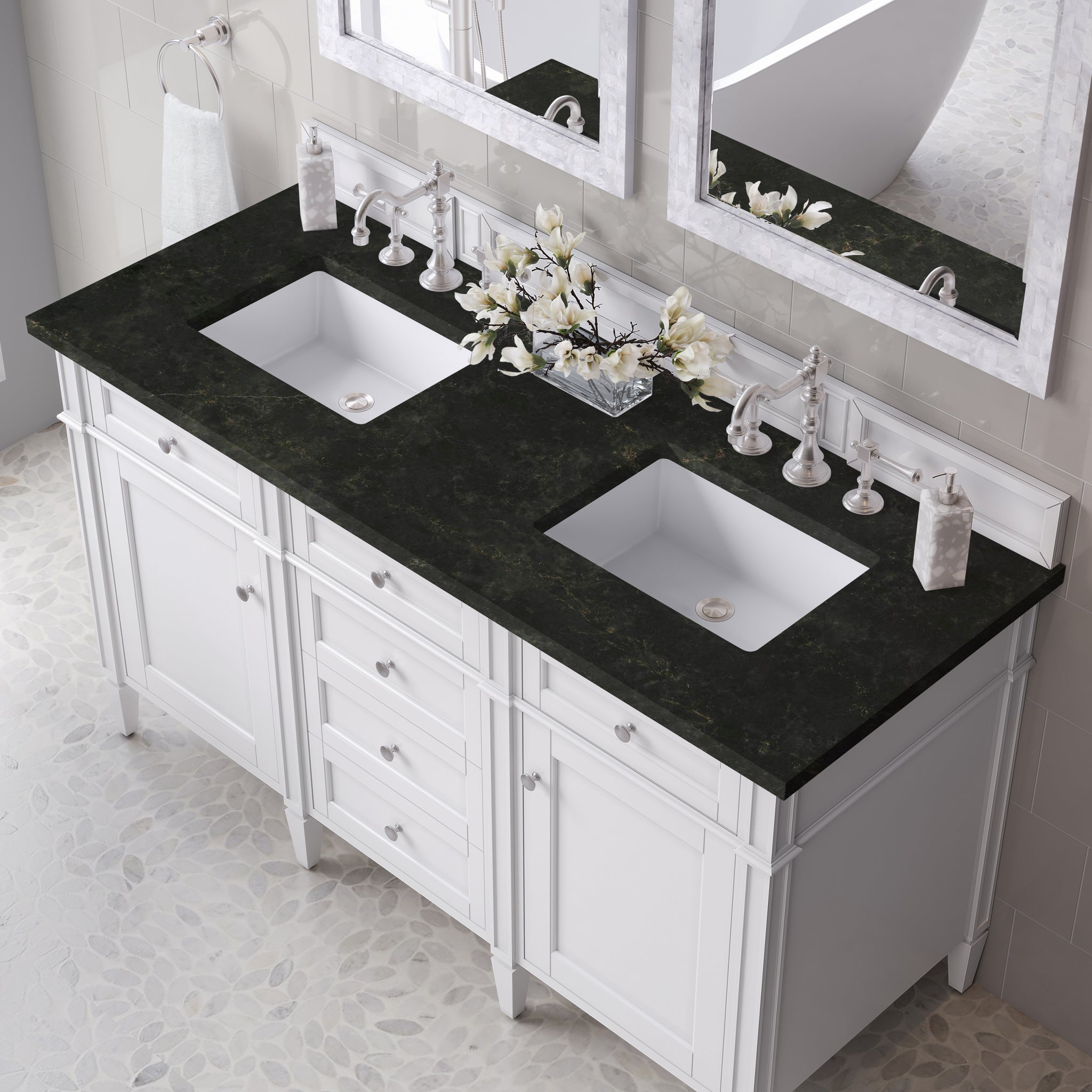 James Martin Brittany 60" Double Bathroom Vanity, Bright White, view 35