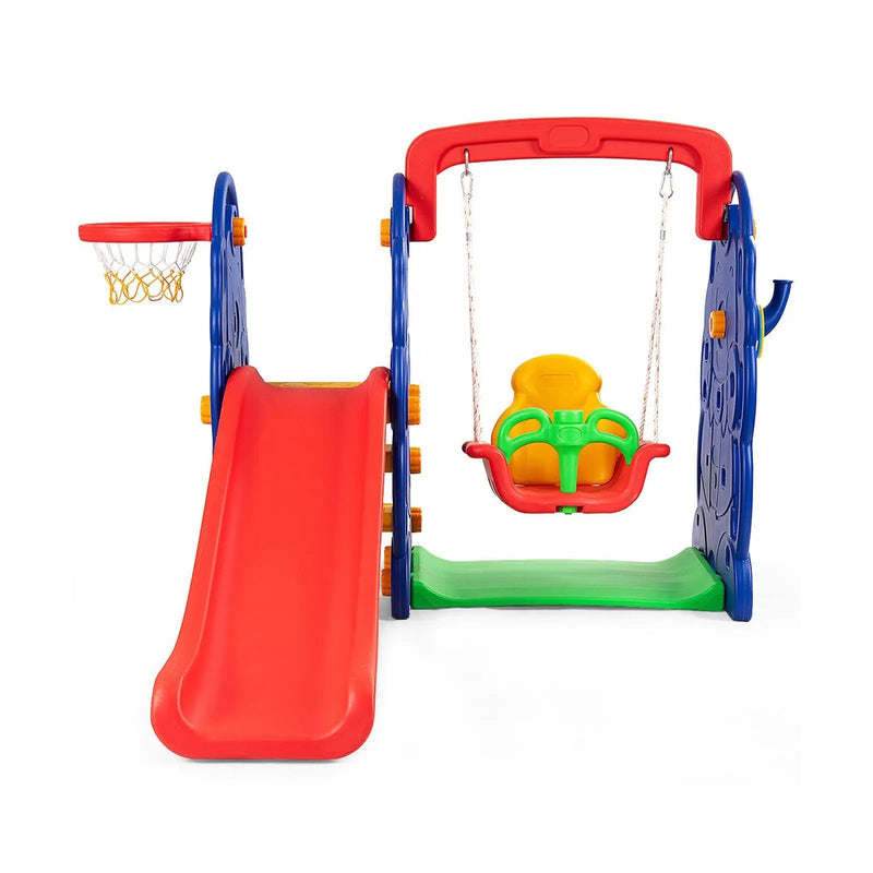 3-in-1 Junior Children Freestanding Design Climber Slide Swing Seat Basketball Hoop by DirectDeals