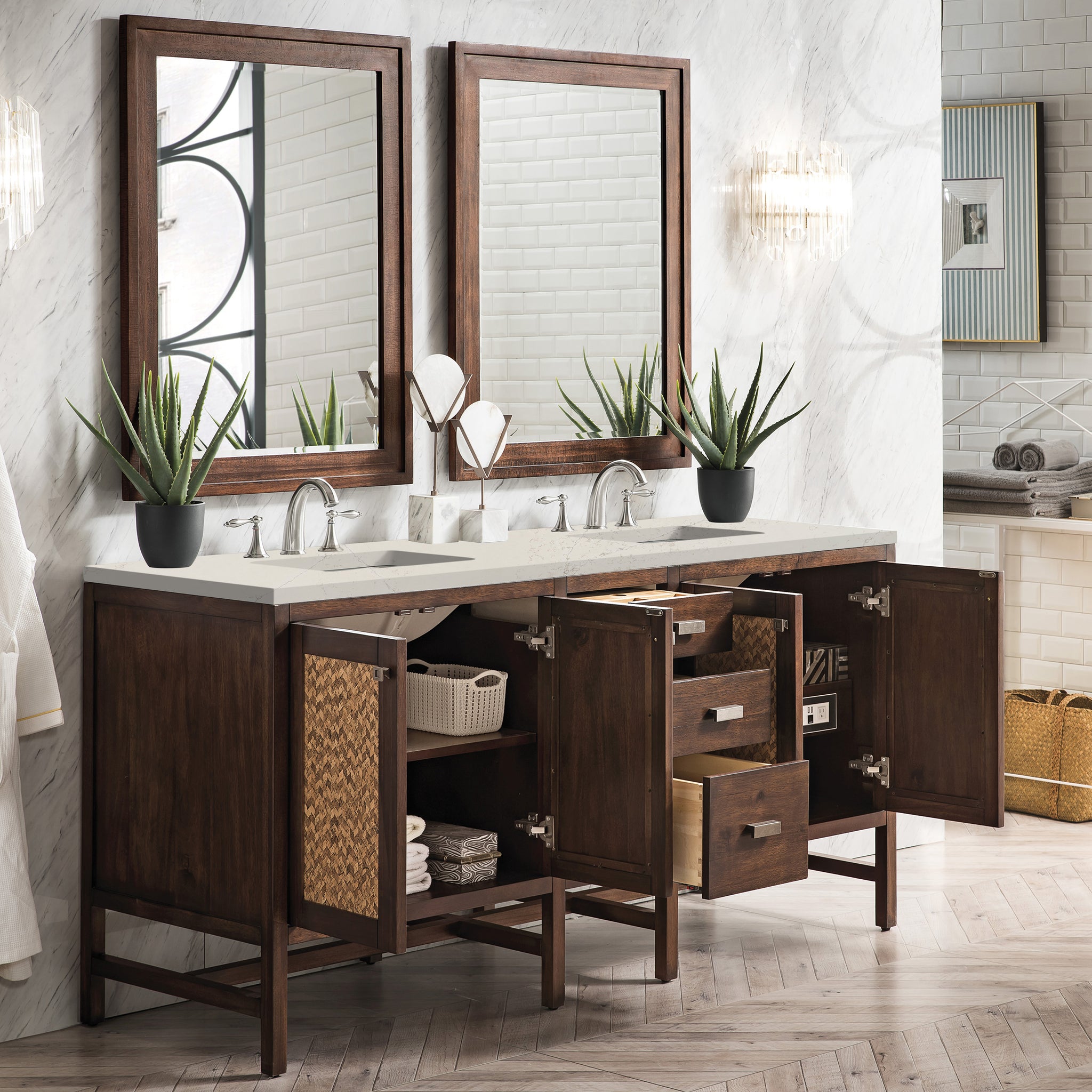 James Martin Addison 72" Double Bathroom Vanity, Mid-Century Acacia, view 26