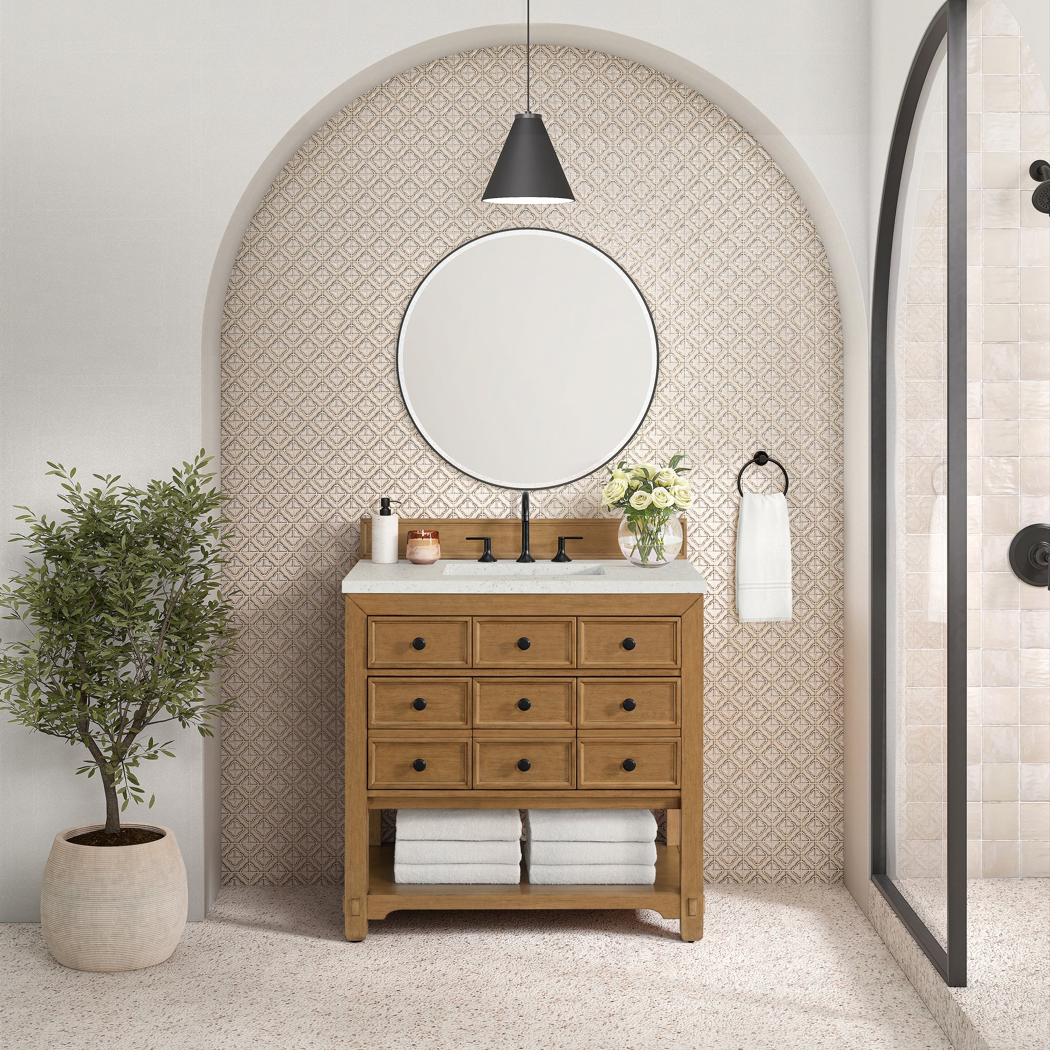 James Martin Malibu 36" Single Bathroom Vanity, Amber Birch, view 23