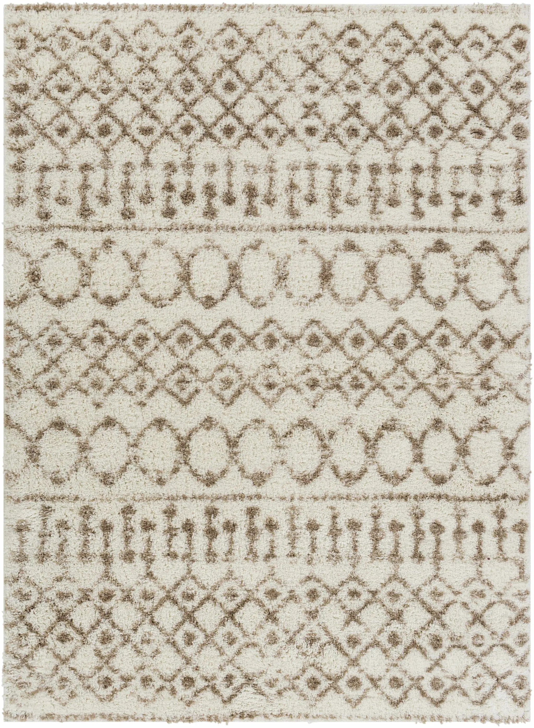 Monarch Cream&Tan Trellis Plush Rug by Boutique Rugs