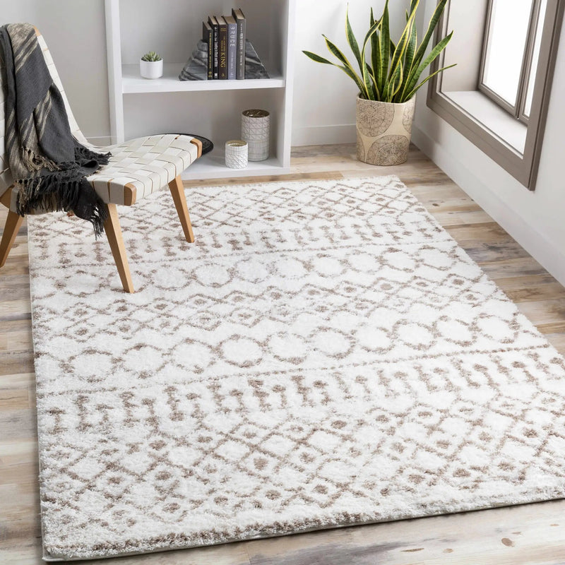 Monarch Cream&Tan Trellis Plush Rug by Boutique Rugs