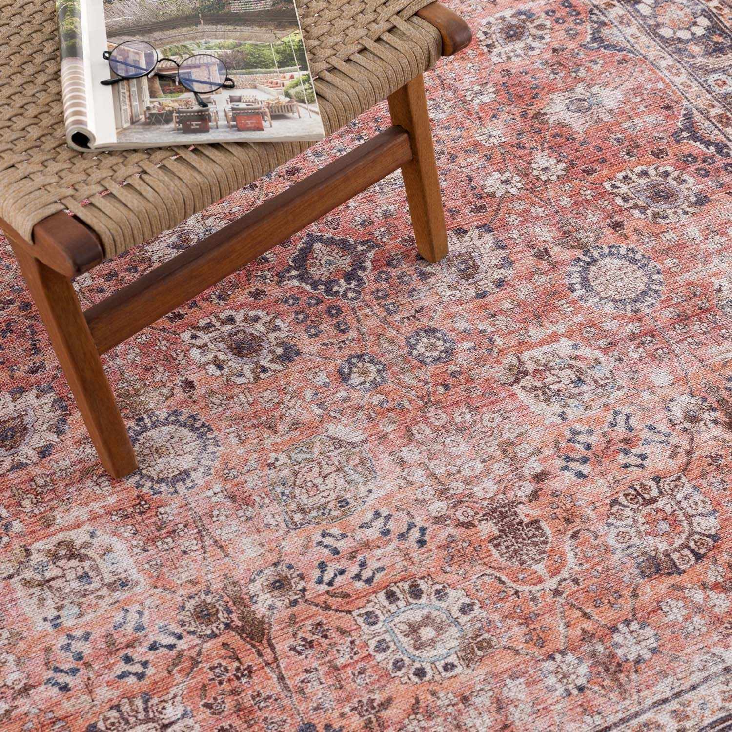 Ganyangan Red Washable Rug by Boutique Rugs