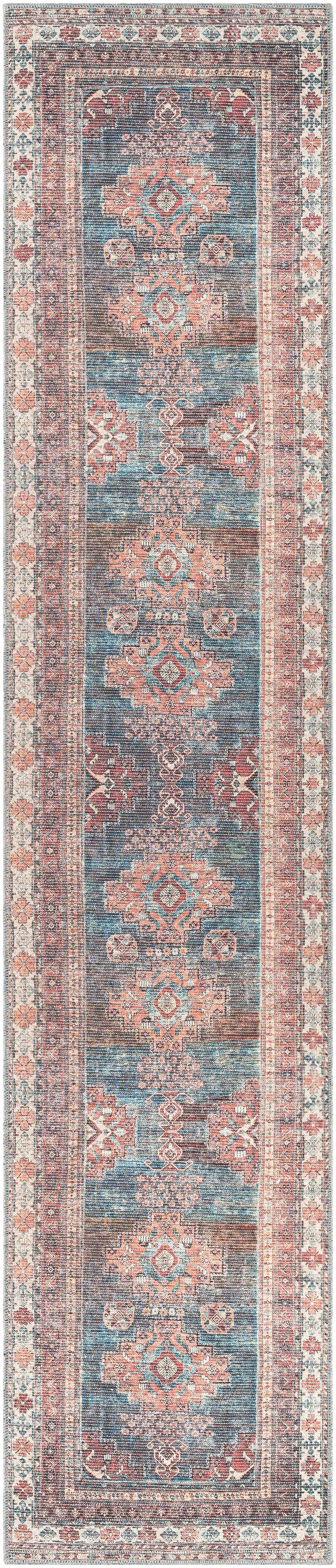 Baltinglass Rust & Blue Washable Area Rug by Hauteloom