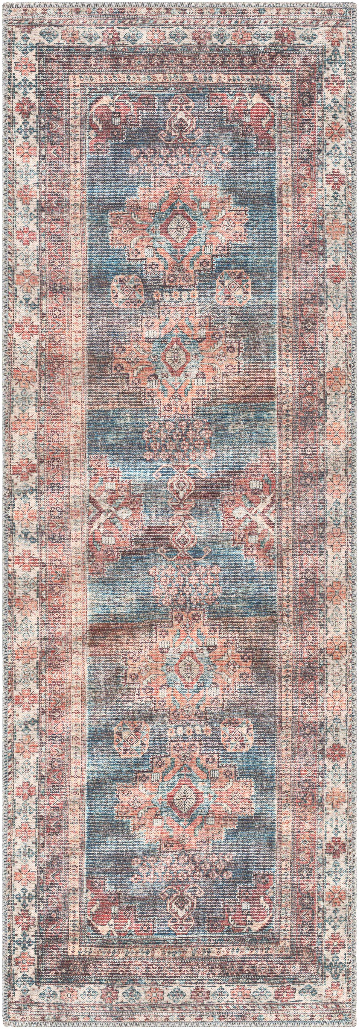Baltinglass Rust & Blue Washable Area Rug, photo 10 of 17
