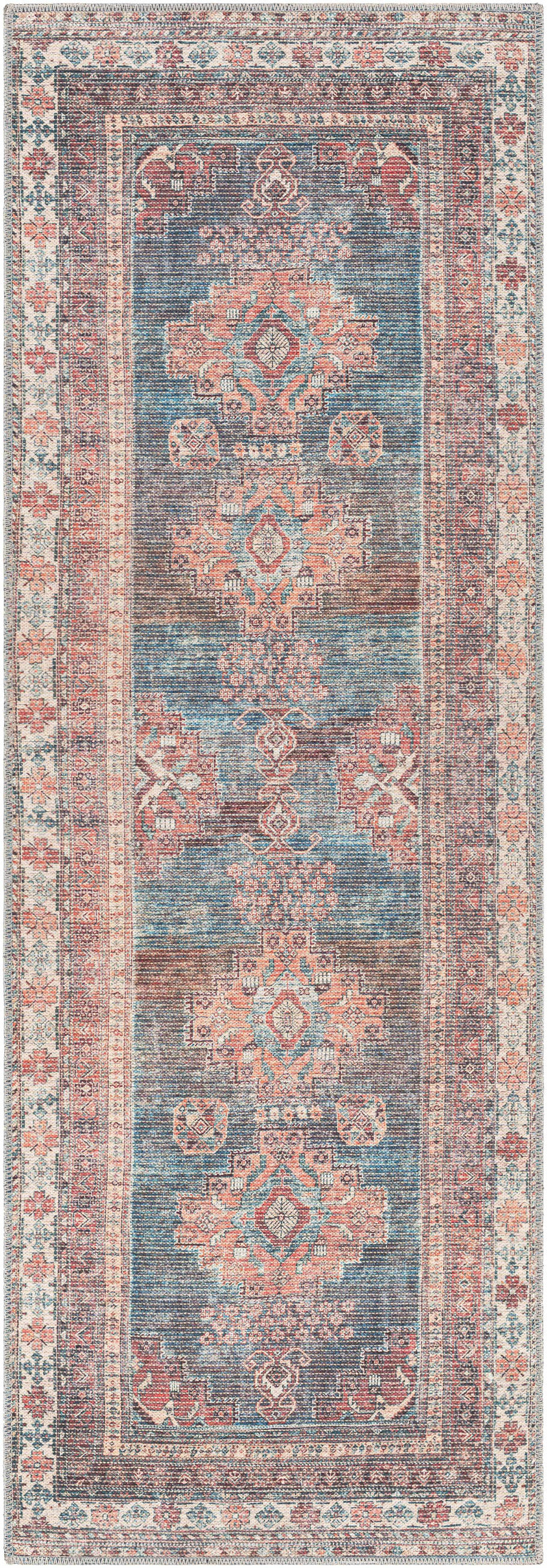 Baltinglass Rust & Blue Washable Area Rug by Hauteloom