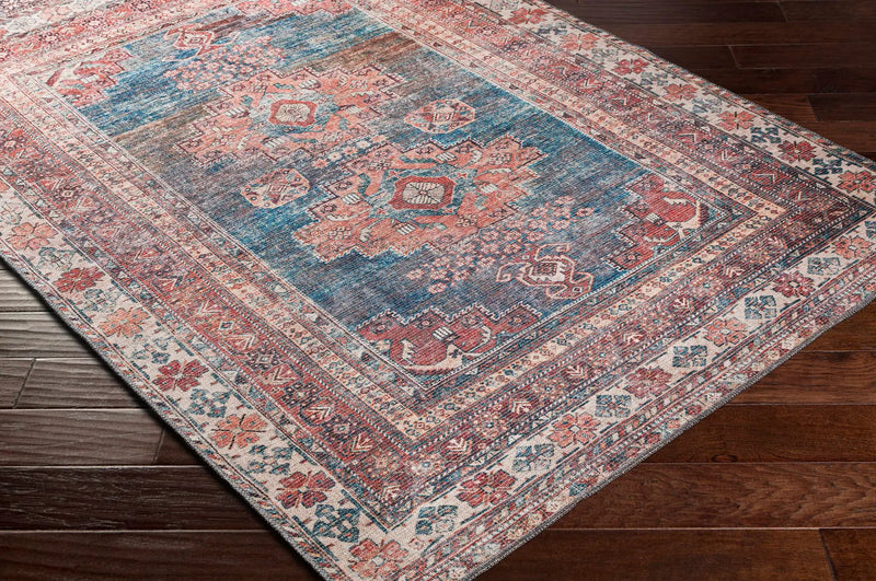 Baltinglass Rust & Blue Washable Area Rug by Hauteloom