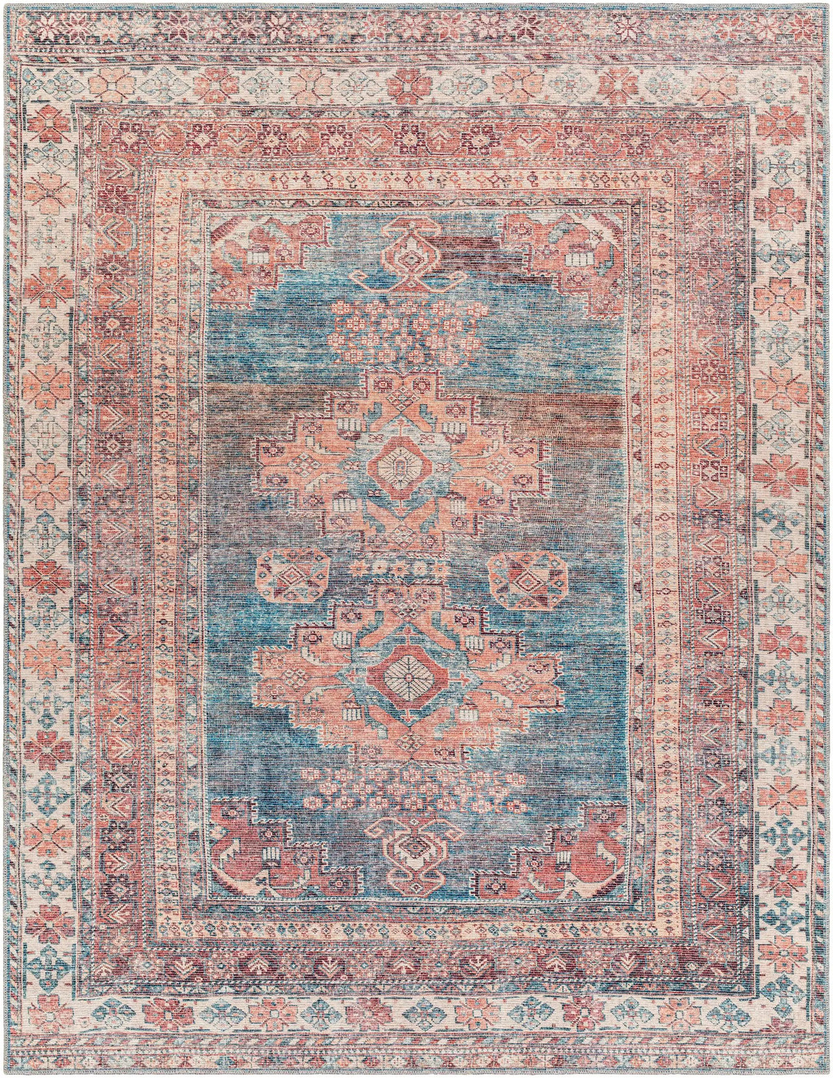 Baltinglass Rust & Blue Washable Area Rug, photo 15 of 17