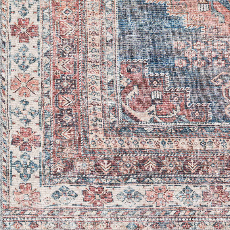 Baltinglass Rust & Blue Washable Area Rug by Hauteloom