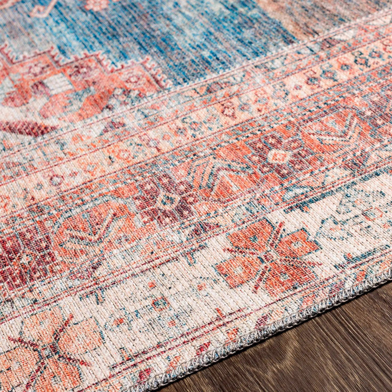 Baltinglass Rust & Blue Washable Area Rug by Hauteloom