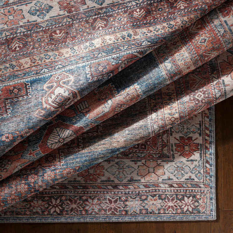 Baltinglass Rust & Blue Washable Area Rug by Hauteloom