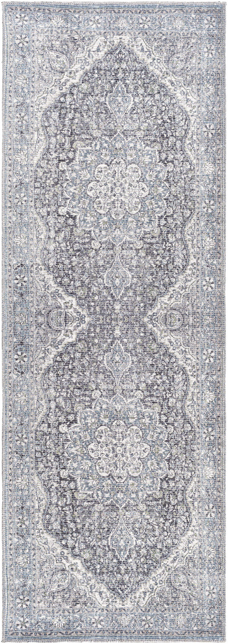 Tavas Blue Medallion Washable Rug by Hauteloom