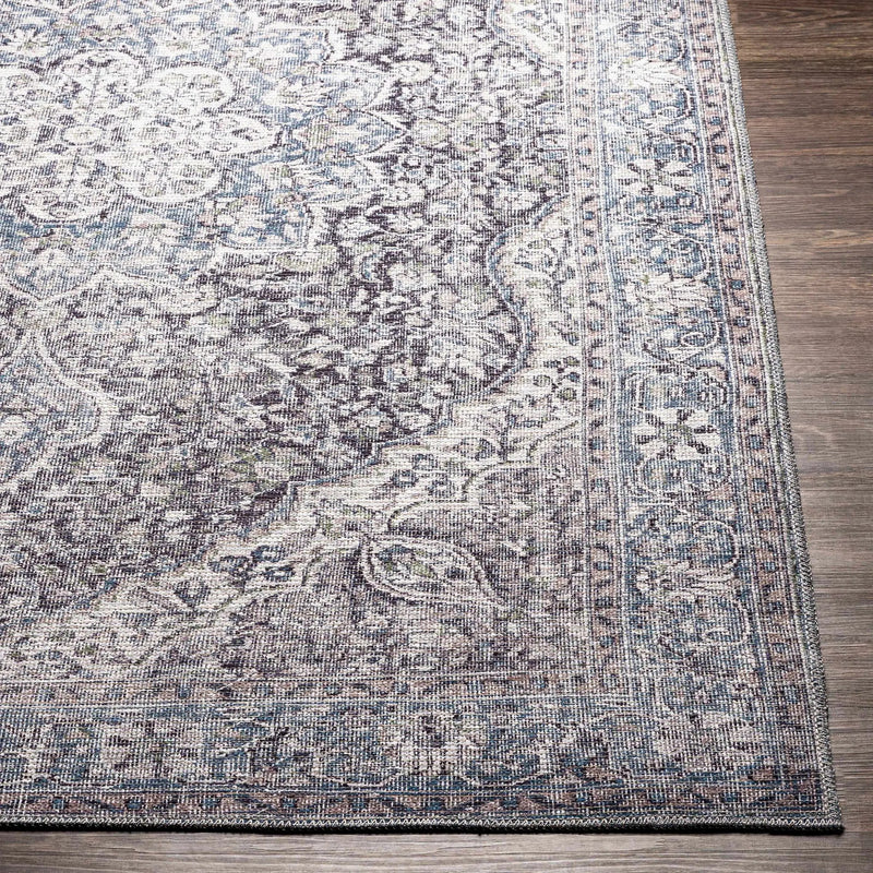 Tavas Blue Medallion Washable Rug by Hauteloom