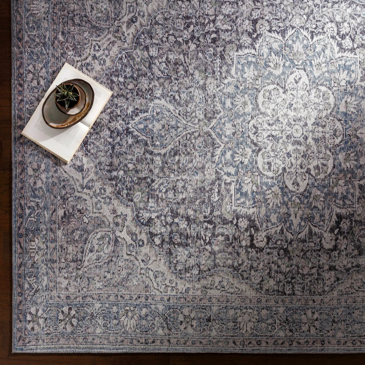 Tavas Blue Medallion Washable Rug, photo 3 of 14
