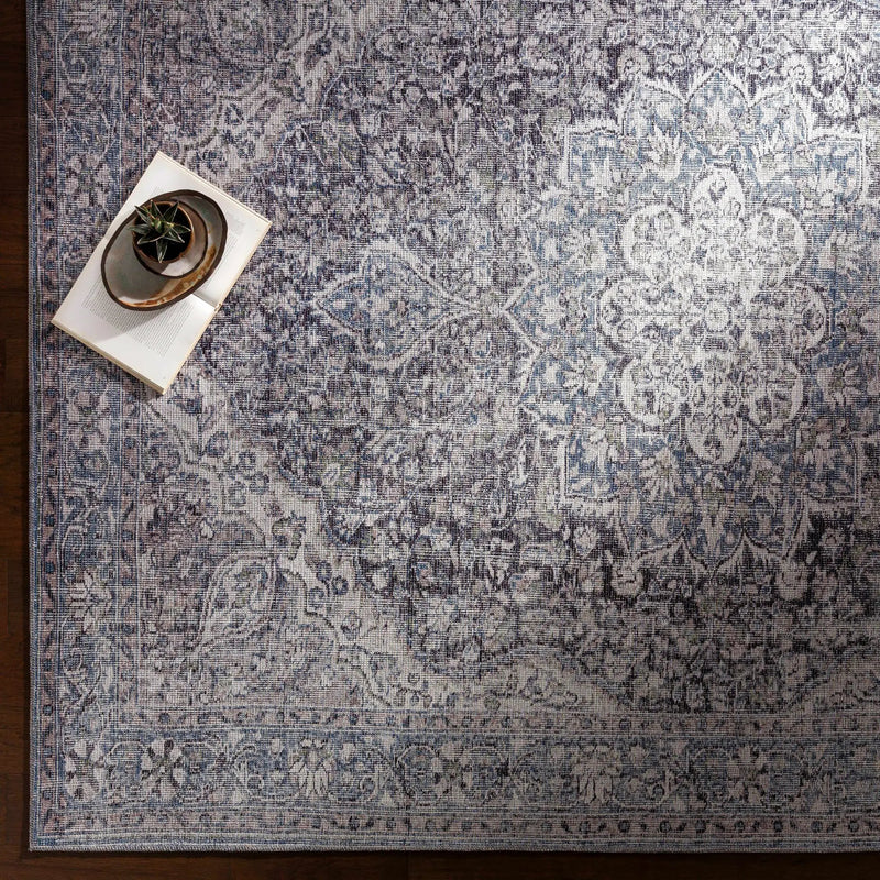 Tavas Blue Medallion Washable Rug by Hauteloom