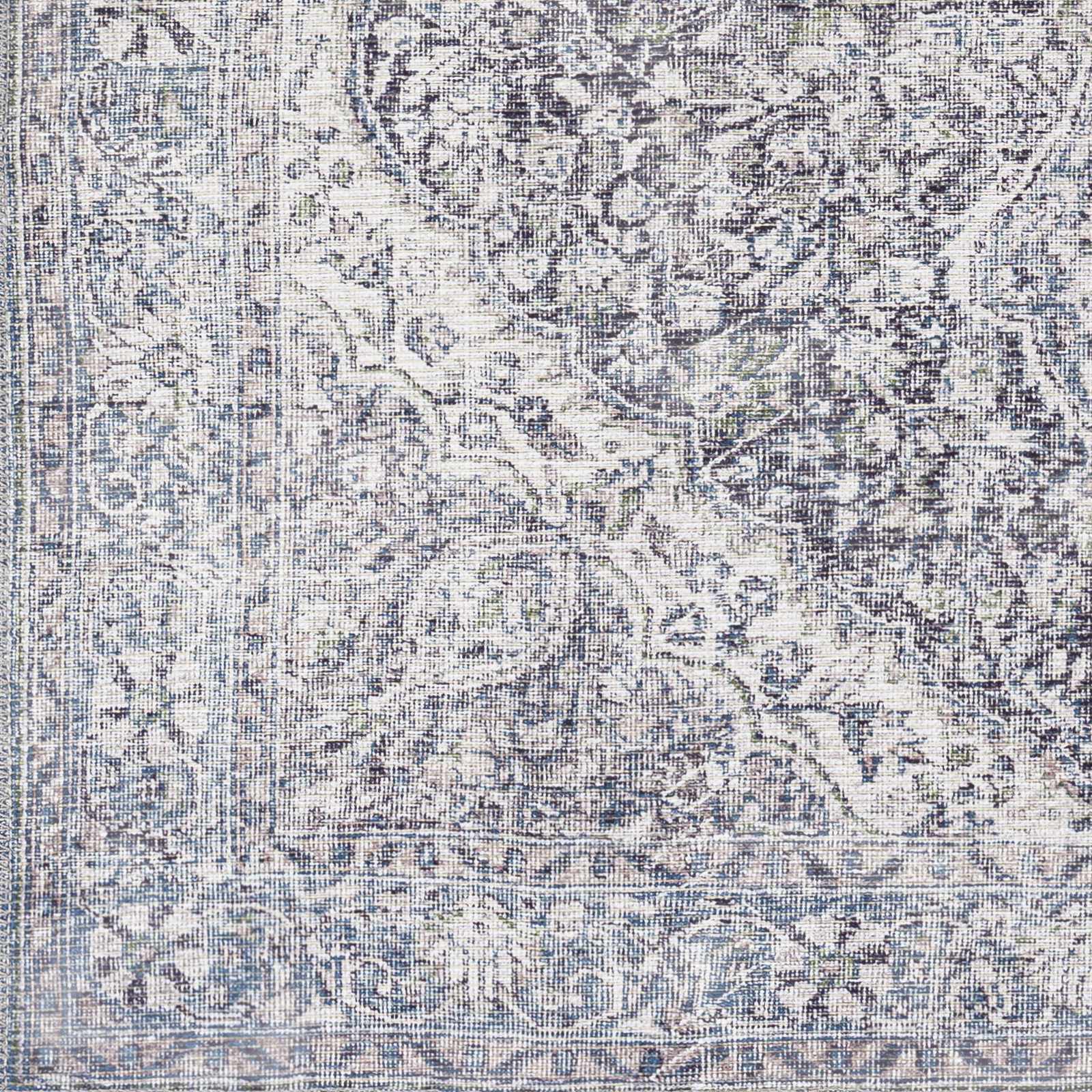 Tavas Blue Medallion Washable Rug by Hauteloom