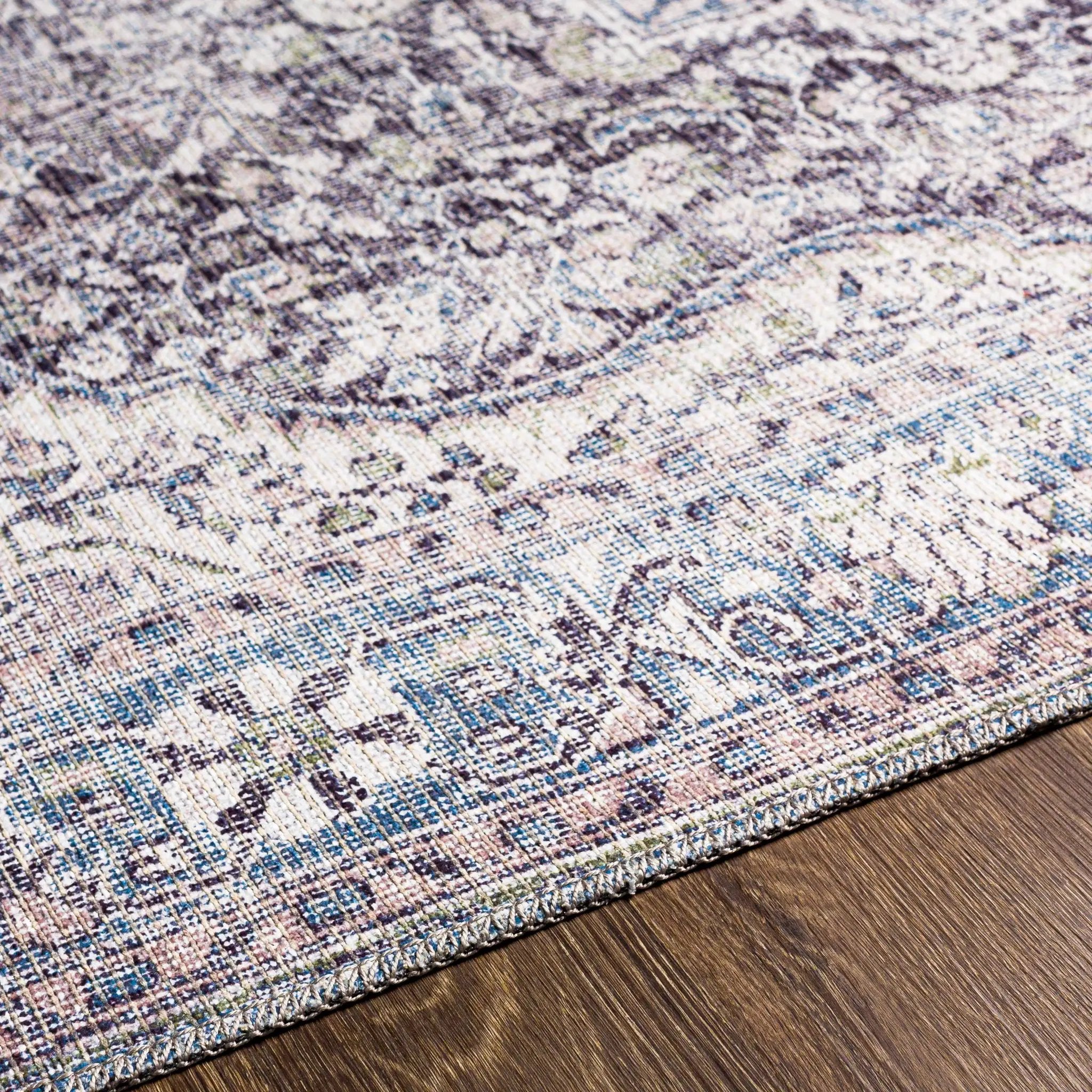 Tavas Blue Medallion Washable Rug by Hauteloom