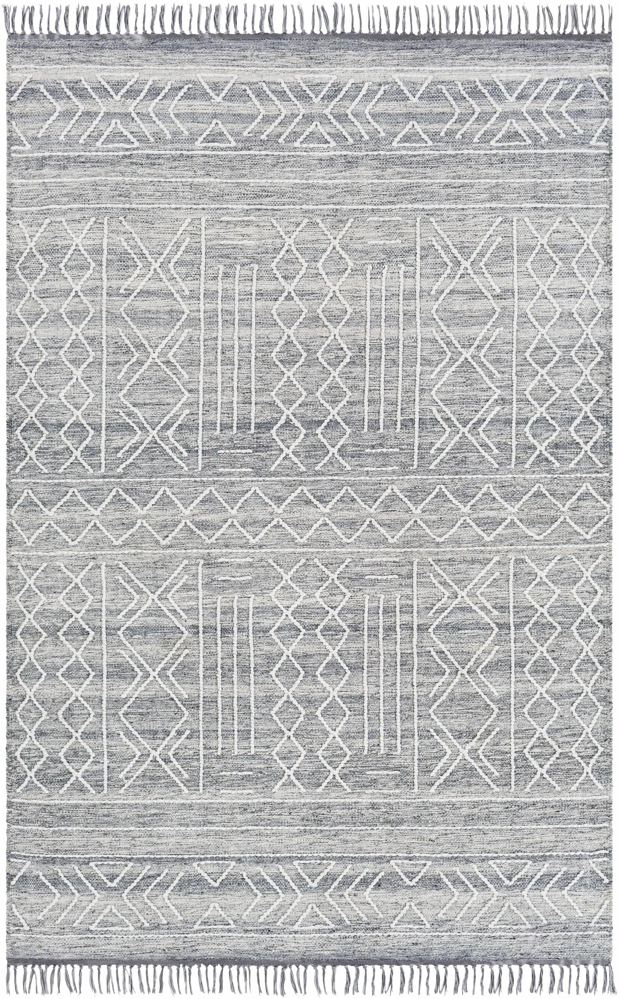 Gray Clintwood Wool Tassel Carpet - Clearance by Boutique Rugs