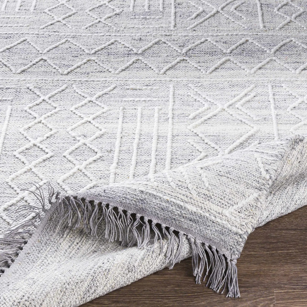 Gray Clintwood Wool Tassel Carpet - Clearance, photo 5 of 11