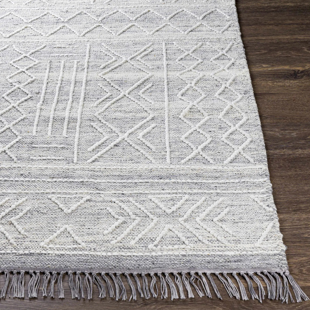 Gray Clintwood Wool Tassel Carpet - Clearance, photo 4 of 11