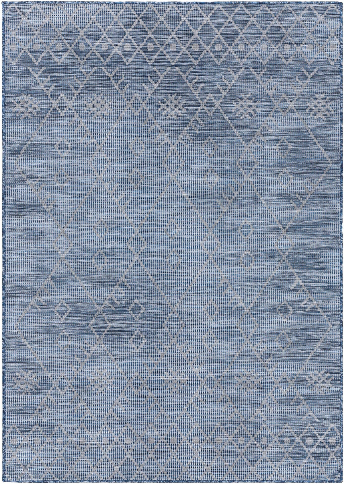 Lorena Blue Flatweave Trellis Outdoor Area Carpet - Clearance