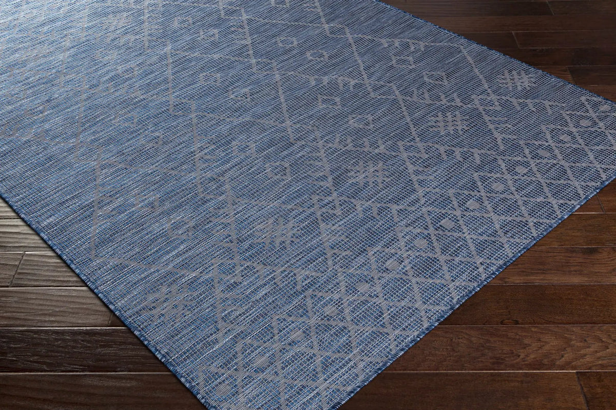 Lorena Blue Flatweave Trellis Outdoor Area Carpet - Clearance, photo 7 of 9