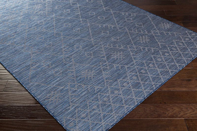 Lorena Blue Flatweave Trellis Outdoor Area Carpet - Clearance by Boutique Rugs