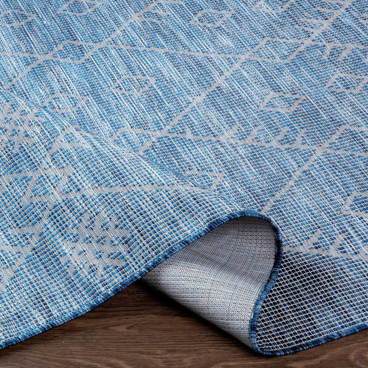 Lorena Blue Flatweave Trellis Outdoor Area Carpet - Clearance, photo 6 of 9