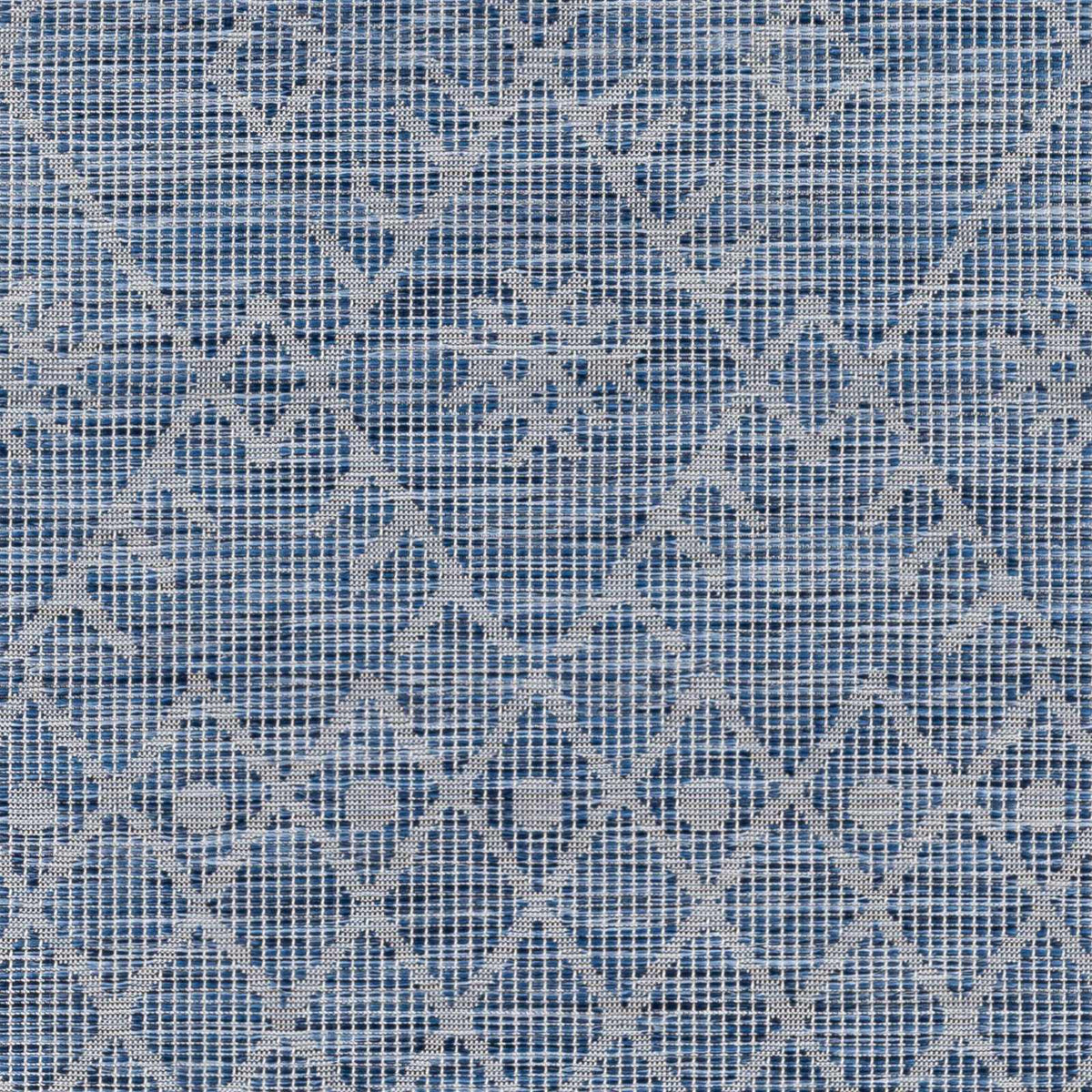 Lorena Blue Flatweave Trellis Outdoor Area Carpet - Clearance, sample swatch