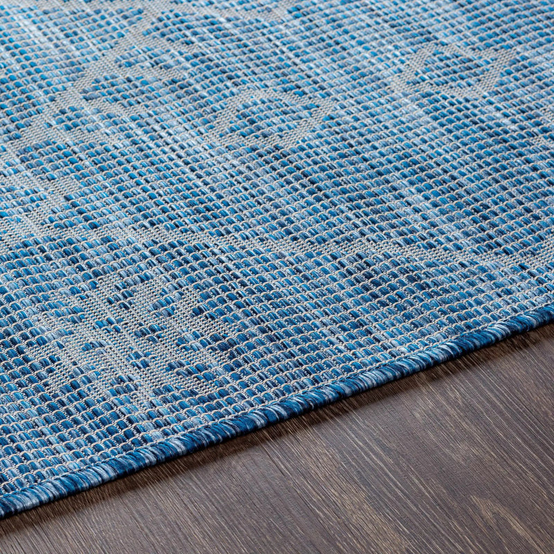 Lorena Blue Flatweave Trellis Outdoor Area Carpet - Clearance by Boutique Rugs