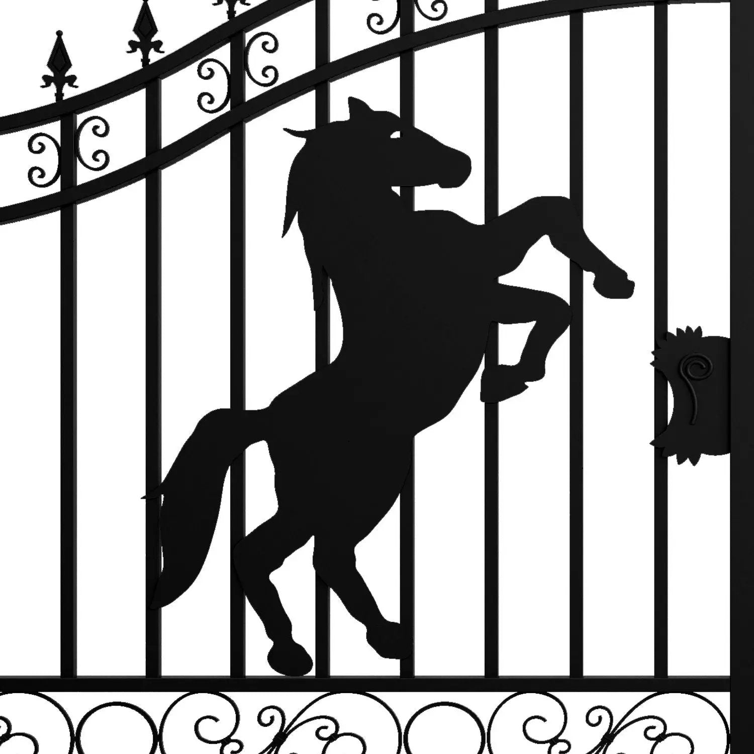 14x8 ft Steel Dual Swing Driveway Gate with Horse Pattern by Chery Industrial