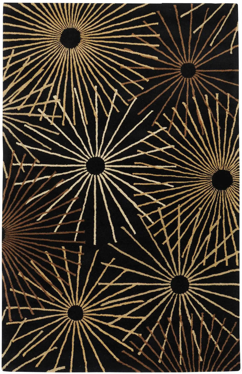 Clover Black Modern Wool Rug by Boutique Rugs