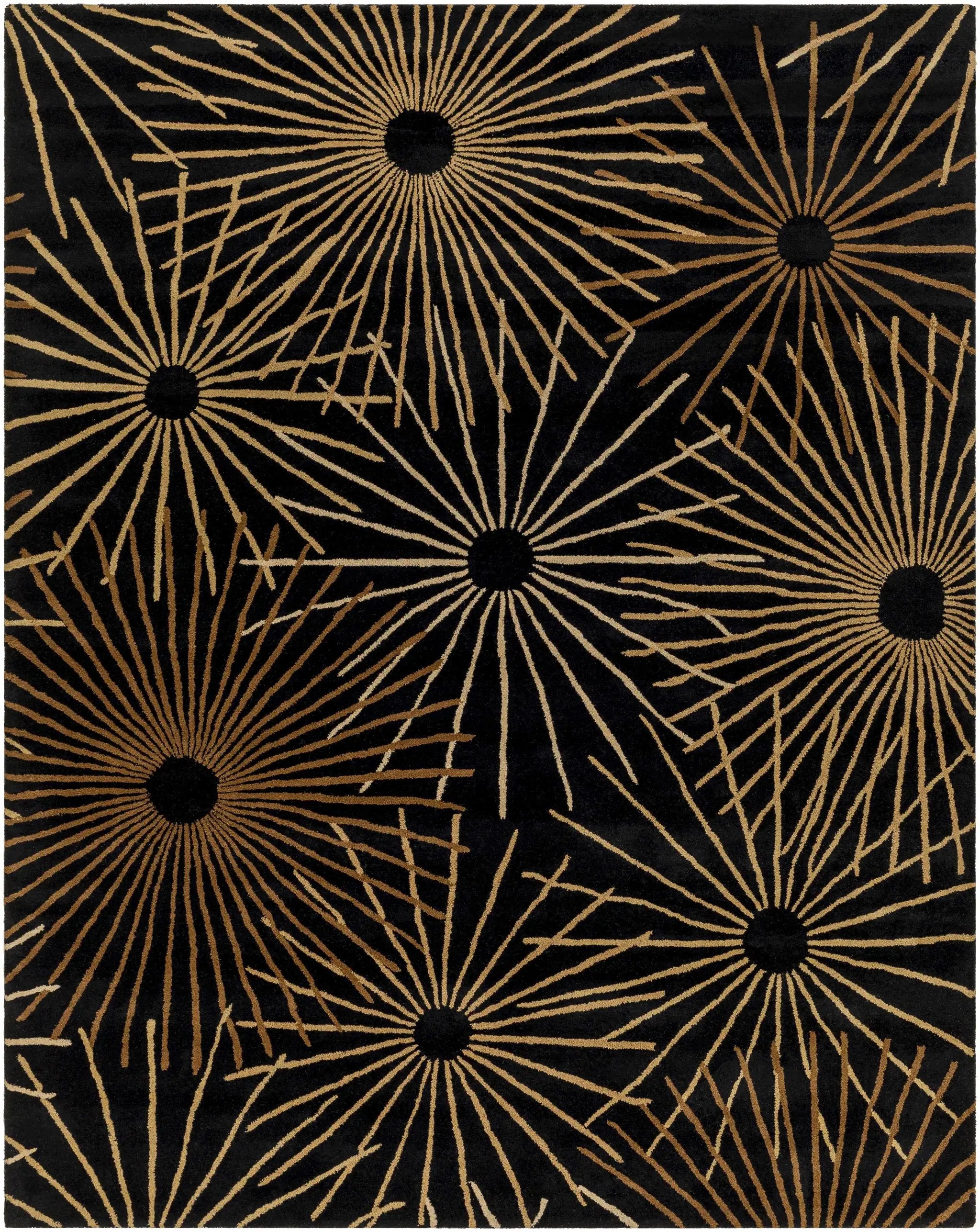 Clover Black Modern Wool Rug by Boutique Rugs