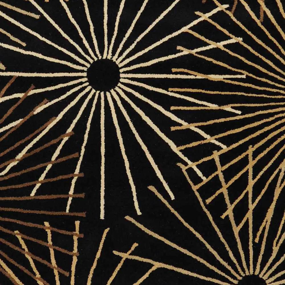 Clover Black Modern Wool Rug, sample swatch