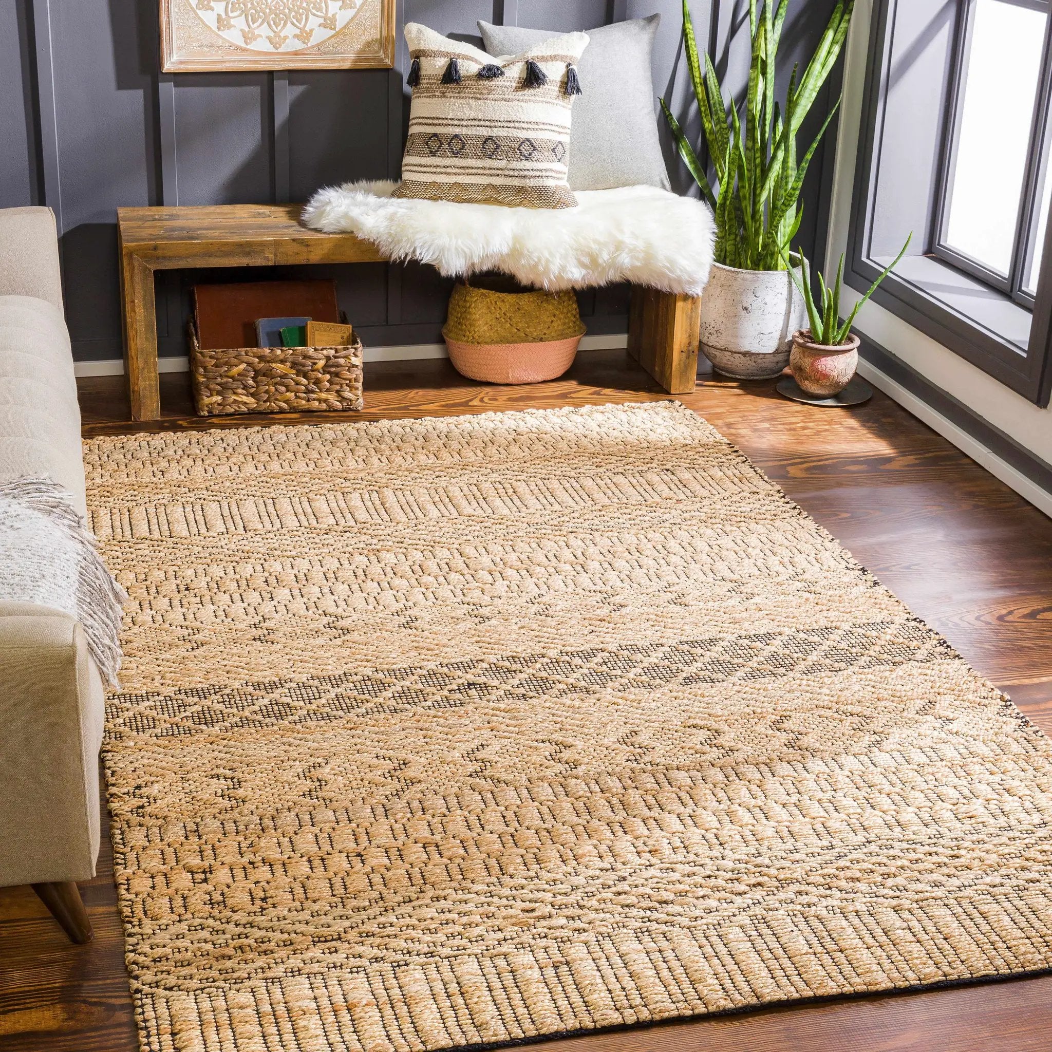 Cloverly Tribal Jute Carpet - Clearance by Boutique Rugs